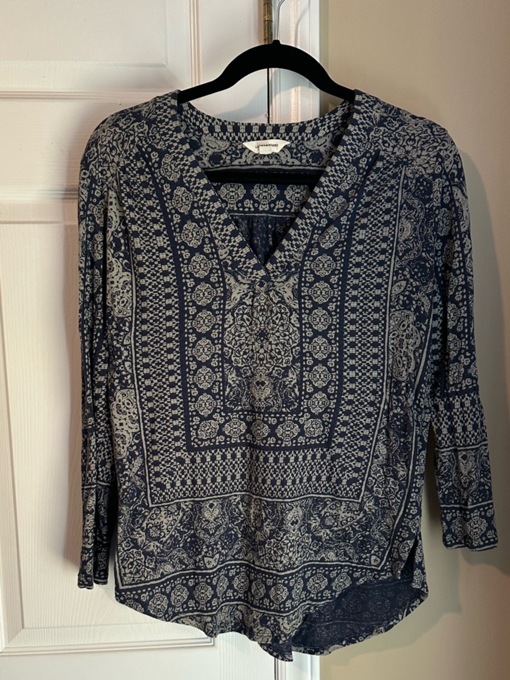 Lucky Brand Navy and Grey Tunic Shirt